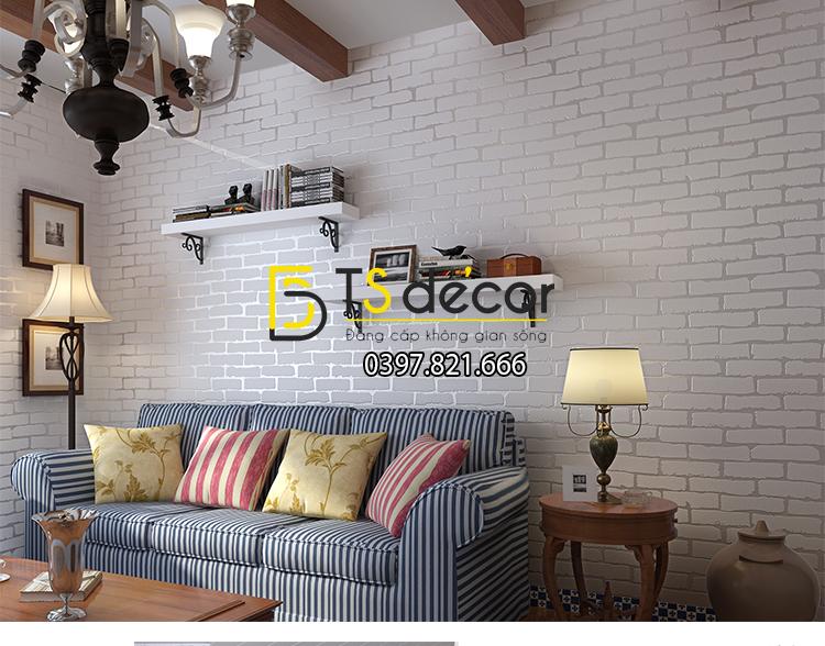 Mat Giay dan tuong gach 3D dap noi mau vang 3D009