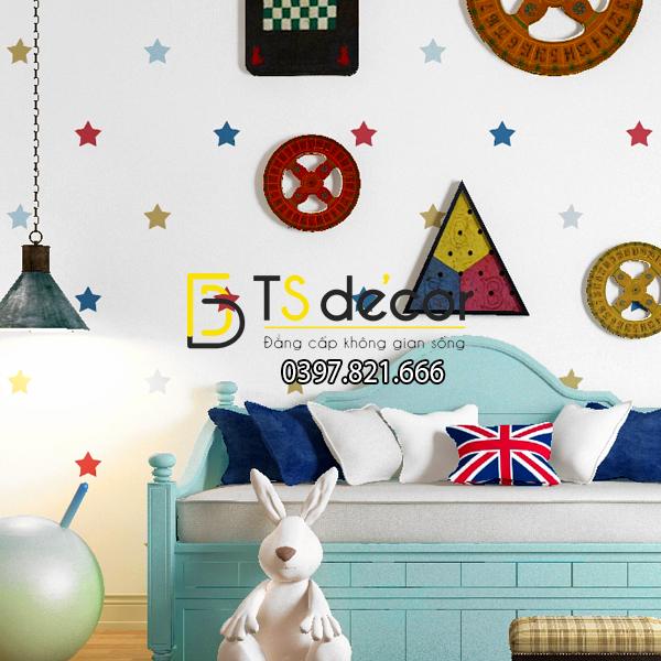 Sử dụng Giấy dán tường họa tiết ngôi sao nhỏ 3D067 trang trí phòng của bé
