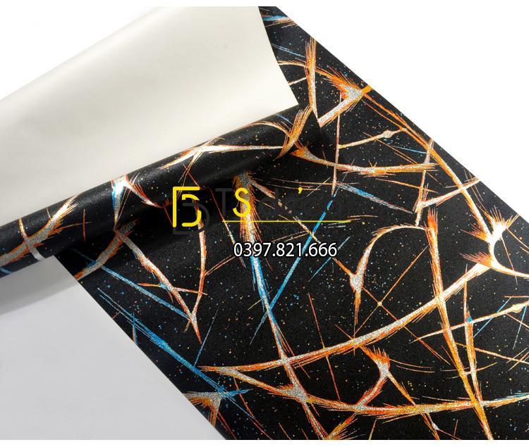 Giấy dán tường phòng karaoke họa tiết vệt sáng 3D050 kết hợp đèn chùm tạo hiệu ứng ánh sáng