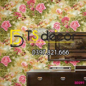 Giấy dán tường hoa hồng lớn 3D291