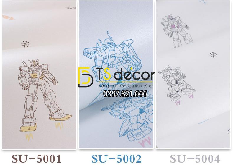 3 màu giấy dán tường họa tiết robot 3D142