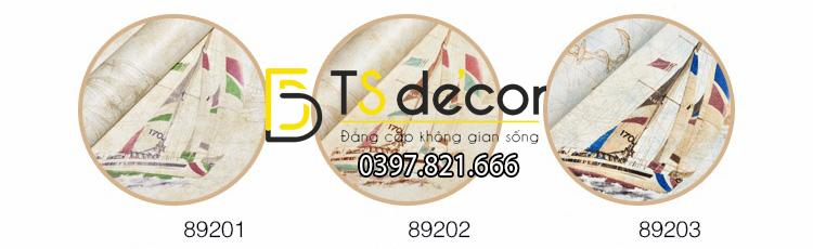 3 Màu giấy dán tường thuyền buồm 3D144