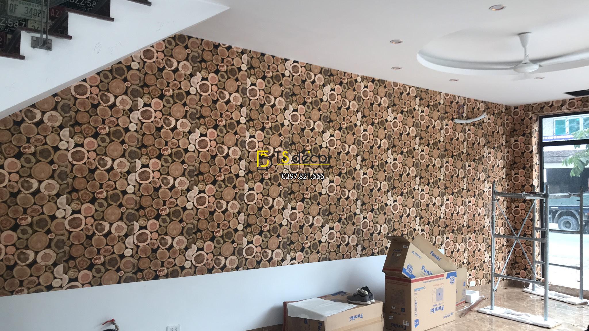 Giấy dán tường giả Ụ gỗ 3D042