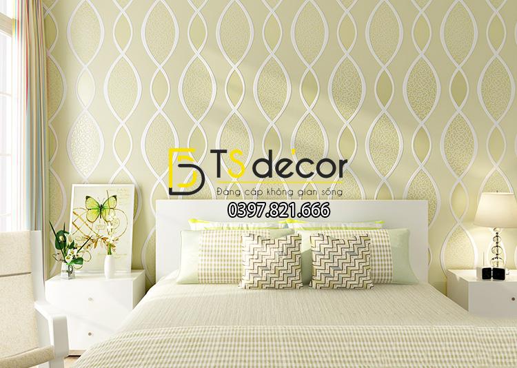 Giấy dán tường sọc sóng biển màu be