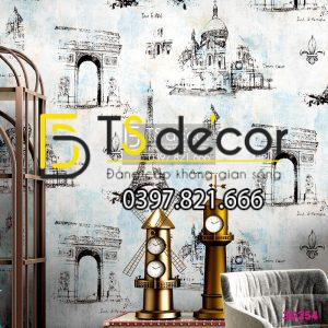 Giấy Dán Tường Tháp Eiffel Cho Quán Cafe Trà Sữa, Cắt Tóc 3D254