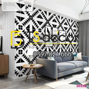 Giấy dán tường trắng đen đối xứng 3D255