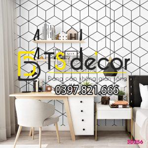 Giấy Dán Tường Khối Vuông Đen Trắng 3D256