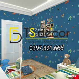 Giấy Dán Tường Cá Biển Phòng Trẻ Em 3D269