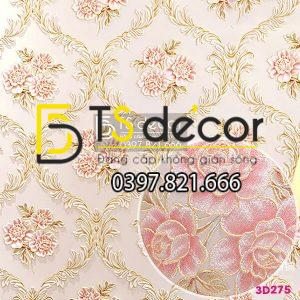 Giấy dán tường hoa leo hồng cổ điển 3D275