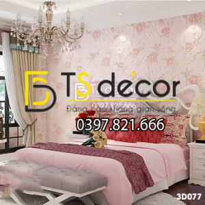 Giấy Dán Tường Hoa Hồng Dập Nổi 3D077