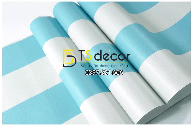 Giấy dán tường sọc 3D063 sử dụng trong phòng ngủ