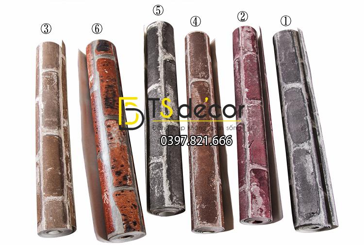 6 màu cơ bản giấy dán tường 3d họa tiết giả gạch