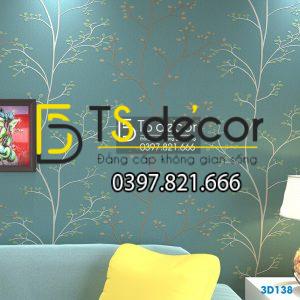 Giấy Dán Tường Họa Tiết Cây Lá Nhỏ Đơn Giản 3D138
