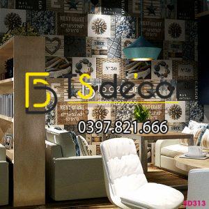 Giấy dán tường vintage retro quán cafe trà sữa 3D313