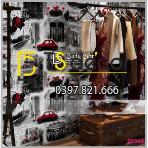 Giấy Dán Tường Ô Tô Xe Máy Cho Quán Cà Phê Trà Sữa 3D165
