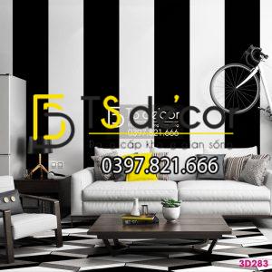 Giấy dán tường sọc trắng đen to 3D283