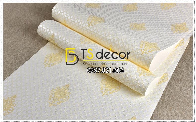 Giấy dán tường 3d họa tiết cách điệu đơn giản màu vàng