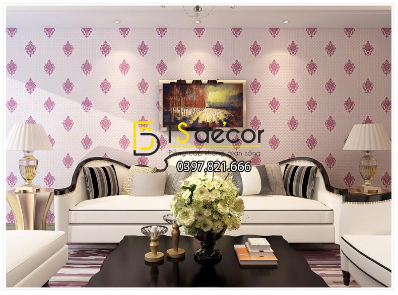 Giấy dán tường 3d họa tiết cách điệu đơn giản màu hồng