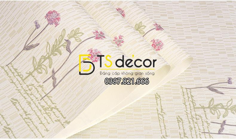 Giấy dán tường vườn hoa màu be và chữ 3D155
