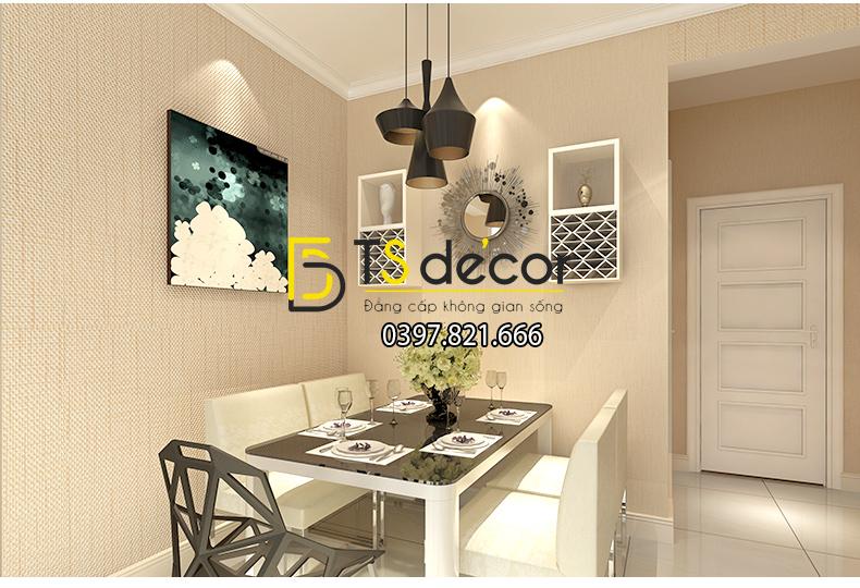 Giấy dán tường sọc sofa đơn giản màu be