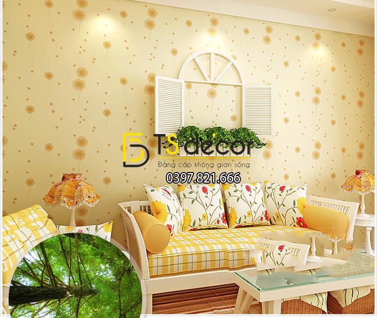 Giấy dán tường hoa bồ công anh màu be