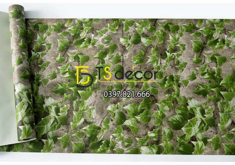 Bề mặt giấy dán tường 3D giả lá cây retro cho nhà hàng quán ăn nhanh 3D206-111