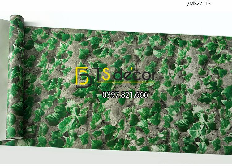 Bề mặt giấy dán tường 3D giả lá cây retro cho nhà hàng quán ăn nhanh 3D206-113