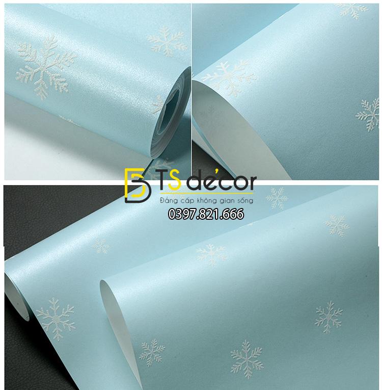 Bề mặt Giấy dán tường dạ quang bông tuyết xanh 3D170