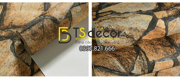 Bề mặt Giấy dán tường giả đá Pattern màu vàng cho quán cafe