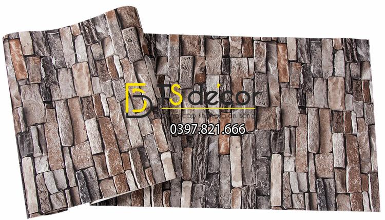 Bề mặt Giấy Dán Tường Giả Gạch Cổ Độc Đáo 3D119 tone nhạt