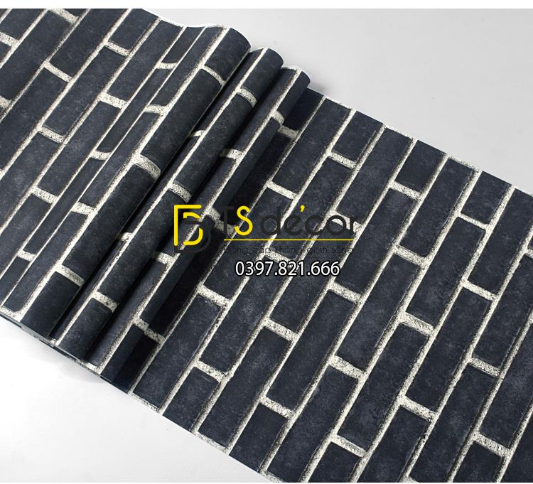 Bề mặt giấy dán tường giả gạch đen 3D191