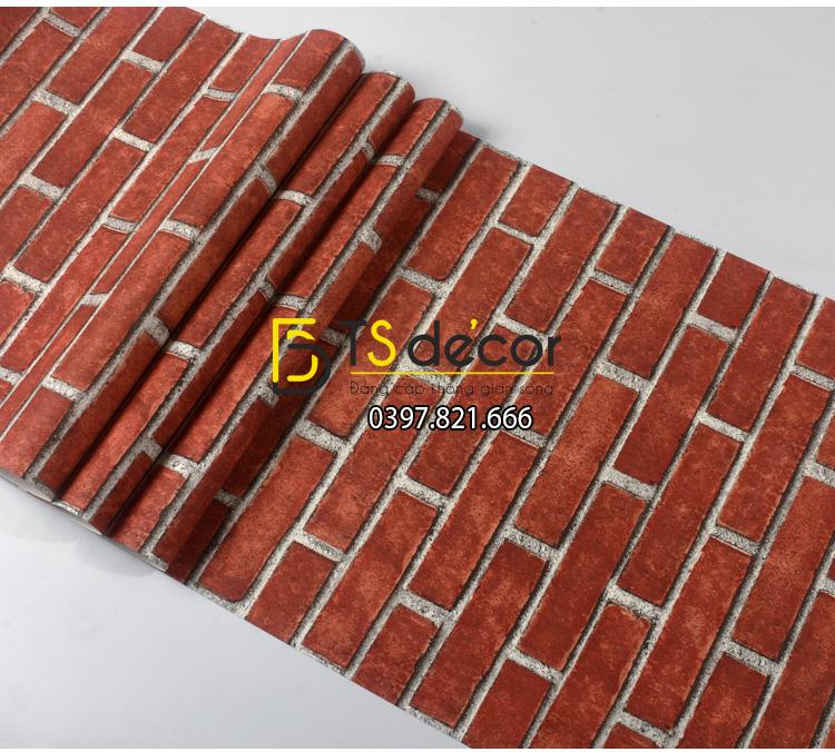 Bề mặt giấy dán tường giả gạch đỏ 3D191