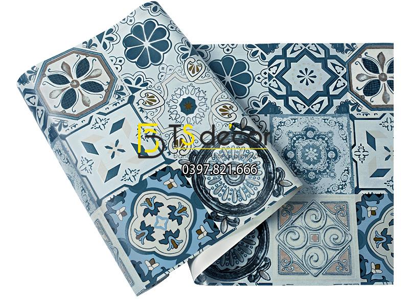 Bề mặt giấy dán tường giả gạch men phong cách Bohemian 3D180