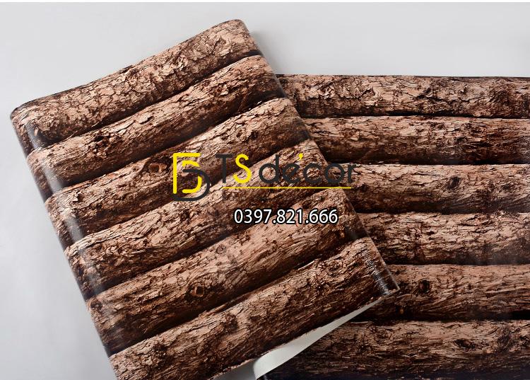 Bề mặt giấy dán tường giả thân gỗ nâu 3D198