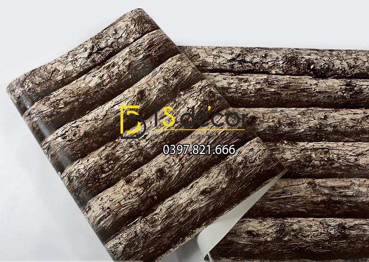 Bề mặt giấy dán tường giả thân gỗ đen 3D198