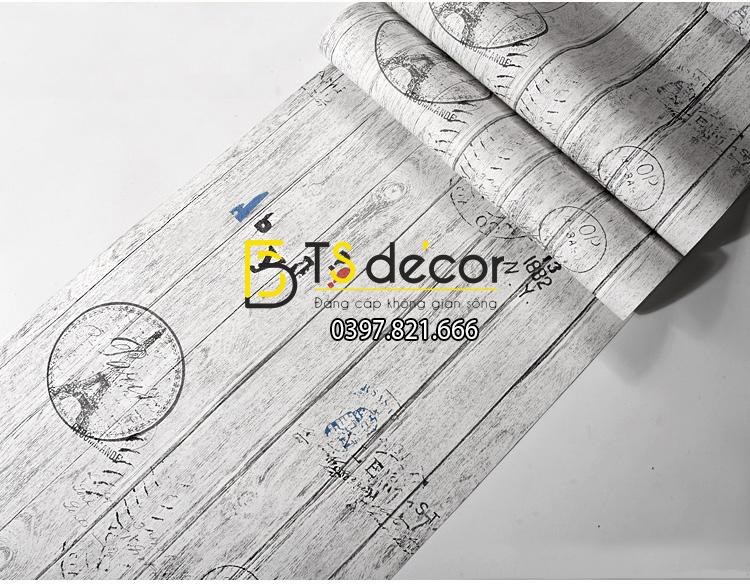 Be mat Giay dan tuong go xam hoa tiet con dau thap eiffel 3D250 – 88701A