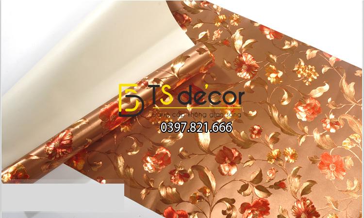 Bề mặt Giấy dán từng hoa ánh kim cho tiệm váy cưới 3D203 màu nâu 153