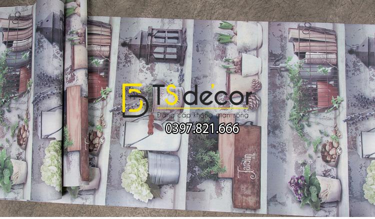 Bề mặt giấy dán tường họa tiết chậu hoa độc đáo 3D205