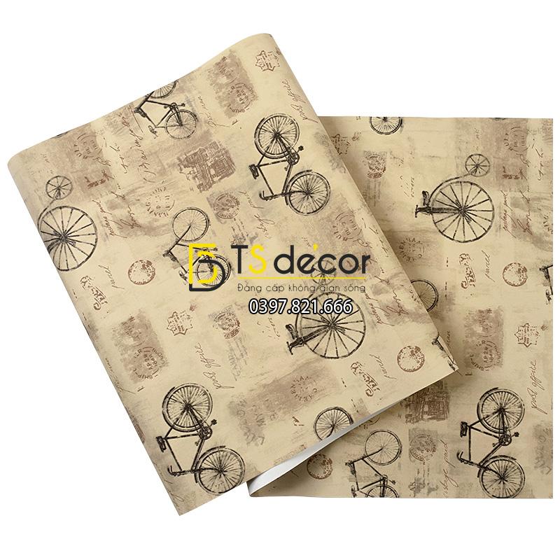 Bề mặt giấy dán tường họa tiết xe đạp 3D172