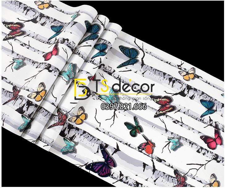 Bề mặt Giấy dán tường bướm đậu thân cây 3D314