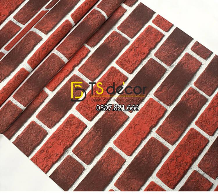 Bề mặt Giấy dán tường giả gạch cháy đỏ đen 3D302