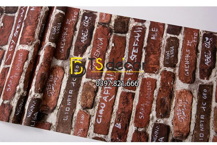 Bề mặt Giấy dán tường giả gạch có chữ 3D287