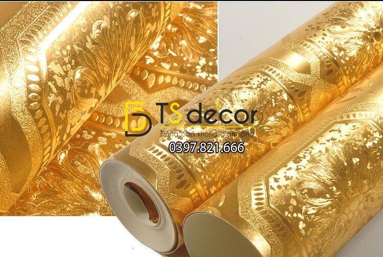 Bề mặt Giấy dán tường họa tiết gạch men mạ vàng sang trọng 3D294
