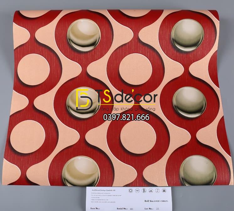 Bề mặt Giấy dán tường karaoke mắt xích tròn màu đỏ 3D309