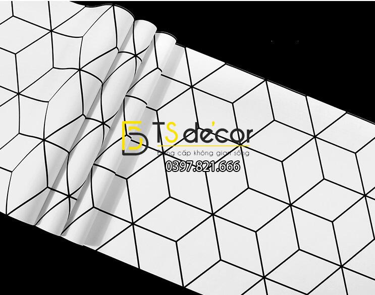 Bề mặt Giấy dán tường khôi vuông đen trắng 3D256