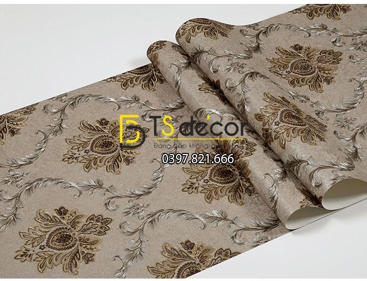 Bề mặt Giấy dán tường tân cổ điển 3D300 màu nâu