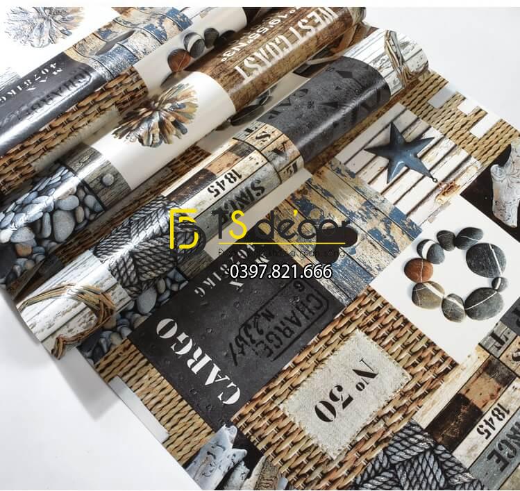 Bề mặt Giấy dán tường vintage retro quán cafe trà sữa 3D313