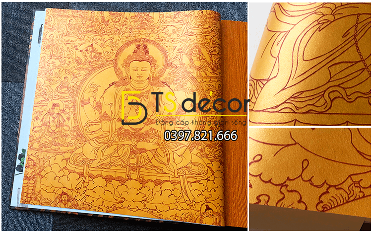 Bề mặt giấy dán tường phật giáo họa tiết phật tổ 3D305