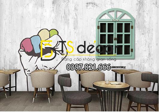 Cửa sổ gỗ trang trí quán cafe trà sữa CS01