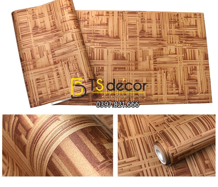 Giấy dán tường thanh sắt đan xen 3D156 màu cà phê